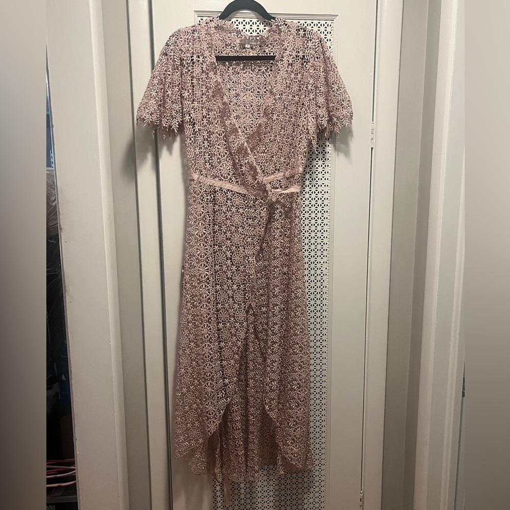 Elegant High Low Lace Dress in Soft Pink